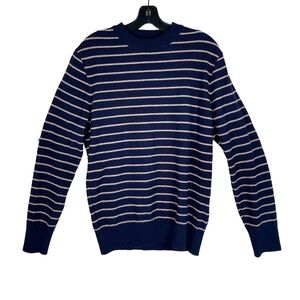 Oliver Spencer Blenheim Crew Extra Fine Wool Stripe Sweater Navy M